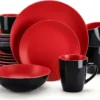 Vancasso Tafelservice Steinzeug, Allegro 16 Teiliges Essgeschirr Kombiservice, Handbemaltes Geschirrset Für 4 Personen, Vintage Rot -Küchenbedarf Laden 50cfe67cb84803c3810f3bd124af4be6