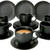 18-tlg. Kaffee-Service Lampart Nero 6 Personen I Tasse + Untertasse + Teller -Küchenbedarf Laden 55c6d2c94e51f289ce33615a428ea18f