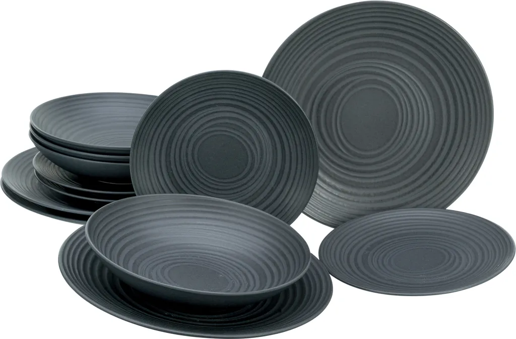 CreaTable 23205 Tafelservice Elements Collection Lava Stone für 4 Personen, Steinzeug, schwarz/grau (1 Set, 12-teilig) CreaTable 23205 Tafelservice Elements Collection Lava Stone Für 4 Personen, Steinzeug, Schwarz/grau (1 Set, 12-teilig) -Küchenbedarf Laden 57463745fc8065b81ee6b78cb1f22737
