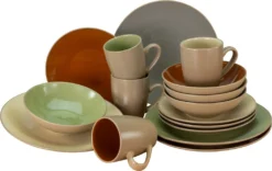CreaTable 22563 Kombiservice Urban Jungle Für 4 Personen, Steinzeug, Mehrfarbig (1 Set, 16-teilig)