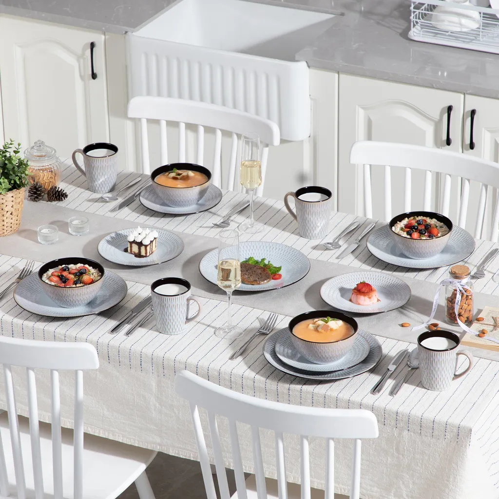 Kombiservice Steinzeug, vancasso PLUVO Tafelservice, 16-teiliges Ess Geschirrset mit je 4 Speisetellern, Kuchentellern, Schalen und Tassen für 4 Personen Kombiservice Steinzeug, Vancasso PLUVO Tafelservice, 16-teiliges Ess Geschirrset Mit Je 4 Speisetellern, Kuchentellern, Schalen Und Tassen Für 4 Personen -Küchenbedarf Laden 598d209f96defbdca3bfabaff8c90515