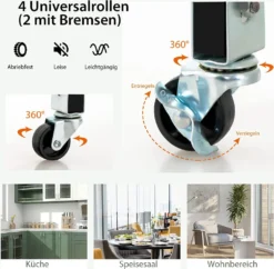 COSTWAY Küchenwagen Mit Tablett, Regalen Und 3 Großen Schubladen, Küchenschrank Rollbar, Kücheninsel Aus Kautschukholz, Servierwagen 67 X 37 X 82,5 Cm (Schwarz) -Küchenbedarf Laden 5a958a06dc7a1f96d45440fc2a88a66f