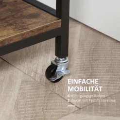 HOMCOM Küchenwagen Auf Rollen, Servierwagen Mit 2 Schubladen Und 2 Regalen, Küchentrolley Mit Arbeitsplatte, Rollwagen, Beistellwagen Im Industriedesign, Braun+Schwarz, 100 X 50 X 93 Cm -Küchenbedarf Laden 5abfdb7fcdc948650d0a8f596996974d