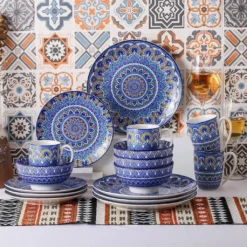 Vancasso Tafelservice Porzellan, Mandala 16 Teiliges Essgeschirr Kombiservice, Handbemaltes Geschirrset Für 4 Personen, Böhmischer Stil -Küchenbedarf Laden 5b873736b823e020aa4f327d548bf0f6