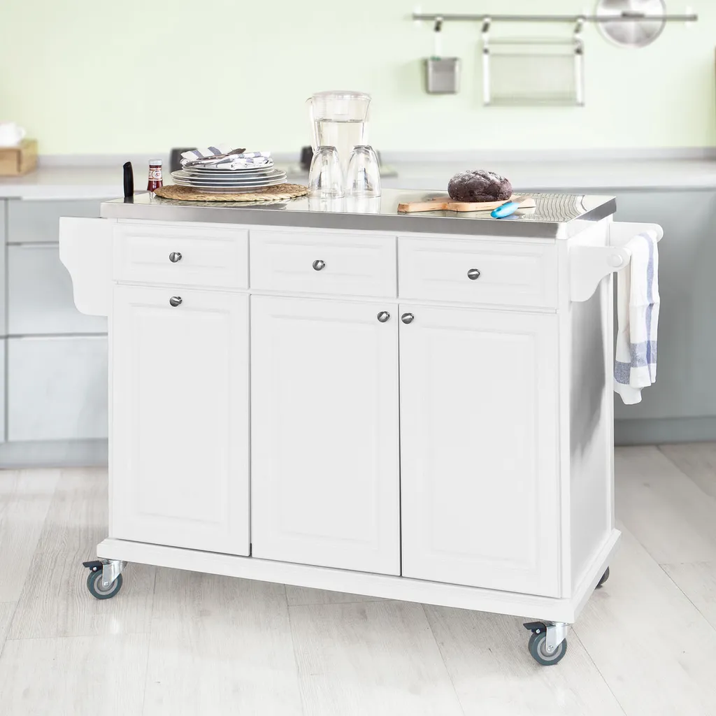 SoBuy Küchenwagen mit Edelstahltop,Küchenschrank,Rollwagen FKW33-W SoBuy Küchenwagen Mit Edelstahltop,Küchenschrank,Rollwagen FKW33-W -Küchenbedarf Laden 5e05d2f2824c97701202c103a30ed0ff