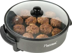 Bestron Elektrische Partypfanne, XL-Multifunktionspfanne Ø32cm Mit Glasdeckel, Antihaftbeschichtet, 1.500 Watt, AHP1500Z, Farbe: Schwarz -Küchenbedarf Laden 60de7c0428b3f94651cd03dd1eb040fb