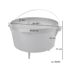 TAINO Dutch Oven 8 Liter Gusseisen-Topf Feuertopf Mit Füßen Deckel-Heber Dopf -Küchenbedarf Laden 619c167627cbd478243f8794596e482f