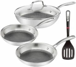Tefal ETERNAL MESH Pfannenset °24/28cm + WOK °28cm Mit Glasdeckel + Ingenio Pfannenwender