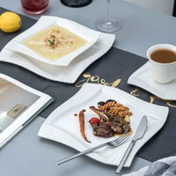 MALACASA, Serie Amparo, Cremeweiß Porzellan Tafelservice 12 Tlg. Set Speiseteller Und Suppenteller Geschirrset Für 6 Personen 7 MALACASA, Serie Amparo, Cremeweiß Porzellan Tafelservice 12 Tlg. Set Speiseteller Und Suppenteller Geschirrset Für 6 Personen -Küchenbedarf Laden 637584938fbf7fa968d205072c53eb55 1