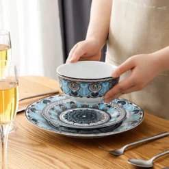 Tafelservice VEWEET, 18 Teiliges Geschirrset Aus Porzellan, AUDRIE Serie, Mit Je 6 Müslischale, Dessertteller Und Flachteller Für 6 Personen -Küchenbedarf Laden 641ae375397022ed76e55ef1257d5690