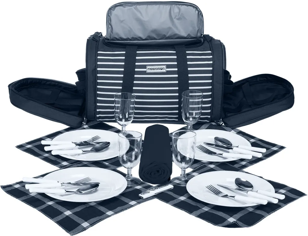 anndora Picknick Kühltasche + Decke + Zubehör - blau weiß gestreift - Blau Anndora Picknick Kühltasche + Decke + Zubehör - Blau Weiß Gestreift - Blau -Küchenbedarf Laden 6568dd1f775d119c0a9f008e7cfdc7ac