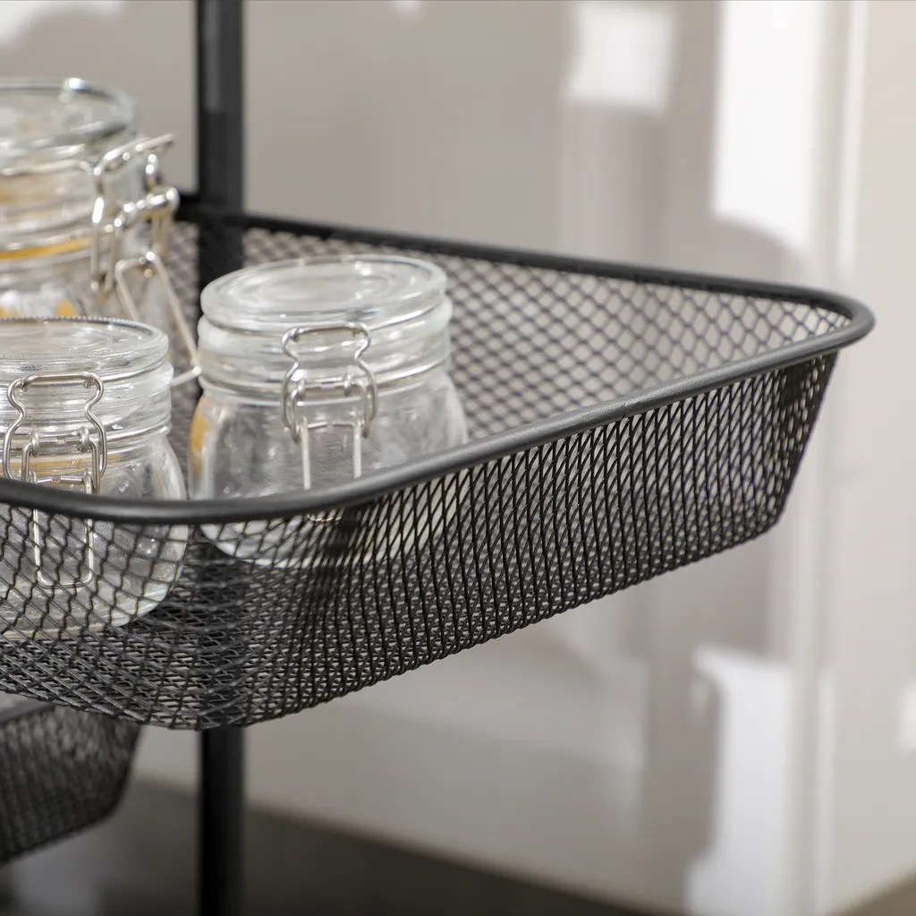 HOMCOM Rollwagen, Küchenwagen mit 4 Körben, Aufbewahrungsregal mit Rollen, Haushaltregal, Servierwagen für Schlafzimmer, Wohnzimmer, Stahl, Schwarz, 41,5 x 31 x 66 cm HOMCOM Rollwagen, Küchenwagen Mit 4 Körben, Aufbewahrungsregal Mit Rollen, Haushaltregal, Servierwagen Für Schlafzimmer, Wohnzimmer, Stahl, Schwarz, 41,5 X 31 X 66 Cm -Küchenbedarf Laden 67adf62c055d84e541be240c64d209bc