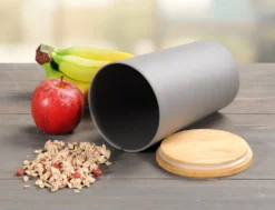 KESPER Vorratsdose, Kunststoff Mit Bambusdeckel, Grau, Ø 11,5 Cm, Höhe: 18,7 Cm, 32601 -Küchenbedarf Laden 6a35ba3d539afa206f26b2691fbc300a