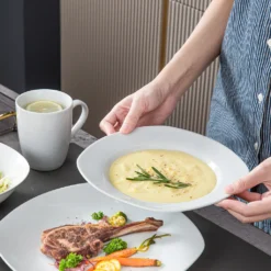 MALACASA, Serie Elisa, 100-teilig Tafelservice, Porzellan Kombiservice Mit Speiseteller, Suppenteller, Eierbecher, Kaffeetassen, Müslischalen, Dessertteller Für 12 Personen Grauweiß -Küchenbedarf Laden 6bfc8662e214e1957b0f41ffbd9f02b5