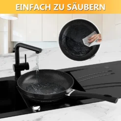 3tlg Pfannenset Mit Antihaftbeschichtung - Kratzfest Mit Isoliertem Griff Induktion 20 +24 +28cm Schwarz -Küchenbedarf Laden 704f04c47dc015dfb21ad2a8e22f2926