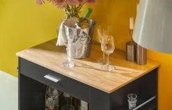 SoBuy FKW113-SCH Servierwagen Küchenwagen Kücheninsel Küchenschrank Rollwagen Mikrowellenschrank Küchenrollwagen Schwarz BHT Ca.: 82x88x46cm -Küchenbedarf Laden 70c100164150814dbd181d251e2c4756