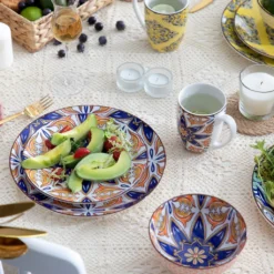 Vancasso Tafelservice Porzellan, JASMIN 16 Teiliges Essgeschirr Kombiservice, Handbemaltes Geschirrset Für 4 Personen, Böhmischer Stil -Küchenbedarf Laden 70f60758be62884887cf37b92a07cb1b