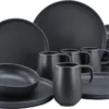 CreaTable 22978 Kombiservice Uno BLACK Für 4 Personen, Steinzeug, Schwarz (1 Set, 16-teilig) -Küchenbedarf Laden 749006fa91f7b145ba23f60bf48697bb