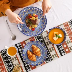 Vancasso Tafelservice Porzellan, Mandala 16 Teiliges Essgeschirr Kombiservice, Handbemaltes Geschirrset Für 4 Personen, Böhmischer Stil -Küchenbedarf Laden 754df4060bca7c436160a9519c900fd1