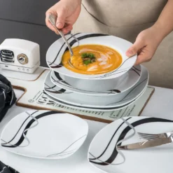 VEWEET, Serie 'Fiona', 100-teilig Porzellan Tafelservice Set, Kombiservice Mit Dessertteller, Speiseteller, Suppenteller, Müslischalen, Kaffeebecher, Kaffeetassen Set, Eierbecher, Milch- Und Zuckerset -Küchenbedarf Laden 756ac0eabb22b74e42ad80d4bebed065
