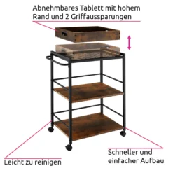 Tectake Servierwagen Worcester 65x41,5x87cm - Industrial Dunkelbraun -Küchenbedarf Laden 859dbcb1ce1f75601a7847cc35ad8b54