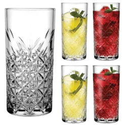 Pasabahce Timeless 52820 Longdrink Glas Wassergläser Kristall Design 4´er Set Transparent 295 Ml