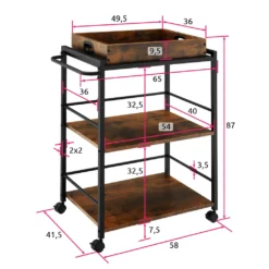 Tectake Servierwagen Worcester 65x41,5x87cm - Industrial Dunkelbraun -Küchenbedarf Laden 88464cf128b8f4da9bb8a0a5a7eafcd7
