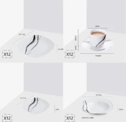 VEWEET Tafelservice 'Teresa' Aus Porzellan, 60-tlg Kombiservice Mit Kaffeetassen 175 Ml, Untertasse, Dessertteller, Speiseteller Und Suppenteller, Komplettservice Für 12 Personen -Küchenbedarf Laden 8a4adb6215835f9d92c5ef471e2b6e33