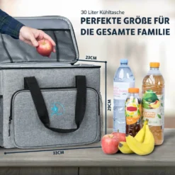 Obics - Kühltasche Gross Faltbar 30l Kuehlbox Isoliertasche Grau Für Essen In Tupperware Für Auto Mit Fächer Lunchtasche Camping Zubehör Für Picknick Essenstasche Isoliert Und Wasserdicht Für Arbeit -Küchenbedarf Laden 8a5a0d09c5dd559cfe89cf5aa8e8a0bb