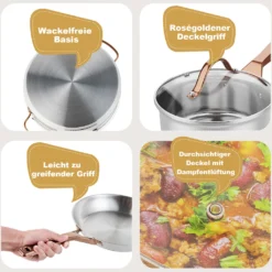 COSTWAY 11-teiliges Topf- & Pfannenset, Kochgeschirr-Set Aus Edelstahl, Kochset Mit Glasdeckel, Ofensicher Bis 200℃ Für Induktions-, Gas-, Elektroherd, Kochtopf Set Rostfrei & Beschichtet -Küchenbedarf Laden 8e3782c54be0b491f3e1efa4e2726abc