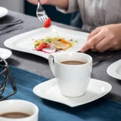 MALACASA, Serie Elvira, 36 Teilig Cremeweiß Porzellan Geschirrset Tafelservice Kaffeeservice Mit Tassen, Untertassen, Dessertteller Für 12 Person -Küchenbedarf Laden 8ef60b54be7af4821872ea1cd5239ea9