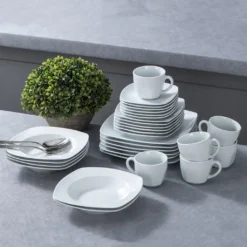 Malacasa Serie Julia, Tafelservice 60-teilig Kombiservice Porzellan Geschirrset Mit Kaffeetassen, Unterteller, Kuchenteller, Suppenteller Und Flachteller, Kaffeeservice Für 12 Personen -Küchenbedarf Laden 914f0f4721cdc4974fe7f71a00eac010