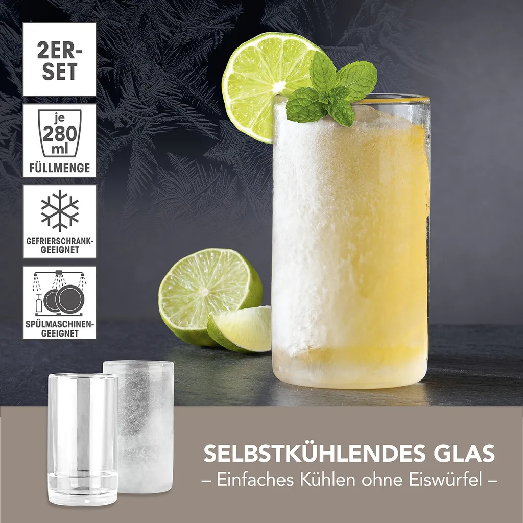 GOURMETmaxx Glas selbstkühlend - 2er-Set je 280 ml GOURMETmaxx Glas Selbstkühlend - 2er-Set Je 280 Ml -Küchenbedarf Laden 91af7d2a5a127f5abf275aadd4ea7440