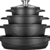 Smile - 10-teiliges Kochgeschirr-Set - Antihaftbeschichtung - Schwarz ,MGK-17 -Küchenbedarf Laden 92ba08446b89d44a954bbd650444ff7a