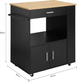 SoBuy FKW113-SCH Servierwagen Küchenwagen Kücheninsel Küchenschrank Rollwagen Mikrowellenschrank Küchenrollwagen Schwarz BHT Ca.: 82x88x46cm -Küchenbedarf Laden 930524b9e330e9acf576aad273ef69ed