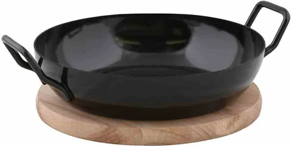 Krüger Schlemmerpfanne mit Holzteller aus Stahl beschichtet 20cm Krüger Schlemmerpfanne Mit Holzteller Aus Stahl Beschichtet 20cm -Küchenbedarf Laden 93920dec988be7968f1b3690782bd4e3