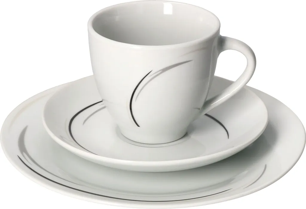 Van Well 18tlg. Kaffee-Service Home für 6 Personen I 6x Tasse 180ml, 6x Untertasse + 6x Kuchenteller I Porzellan-Geschirr mit Streifen in Grau, Schwarz & Creme I Kaffeepott, Dessert-Teller Van Well 18tlg. Kaffee-Service Home Für 6 Personen I 6x Tasse 180ml, 6x Untertasse + 6x Kuchenteller I Porzellan-Geschirr Mit Streifen In Grau, Schwarz & Creme I Kaffeepott, Dessert-Teller -Küchenbedarf Laden 93e3a3679f240aa7658a3c0cc373ddf4