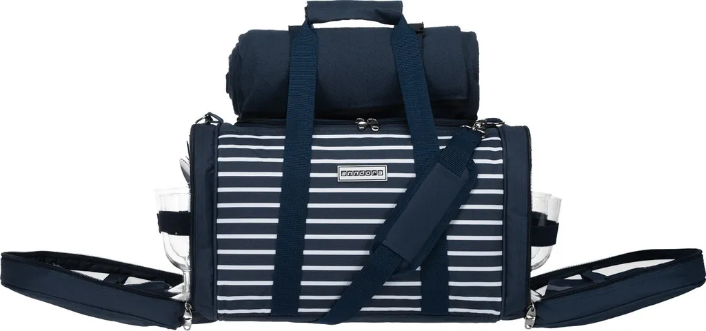 anndora Picknick Kühltasche + Decke + Zubehör - blau weiß gestreift - Blau Anndora Picknick Kühltasche + Decke + Zubehör - Blau Weiß Gestreift - Blau -Küchenbedarf Laden 945cefd7cf9256ffad50fa3fc2597a21