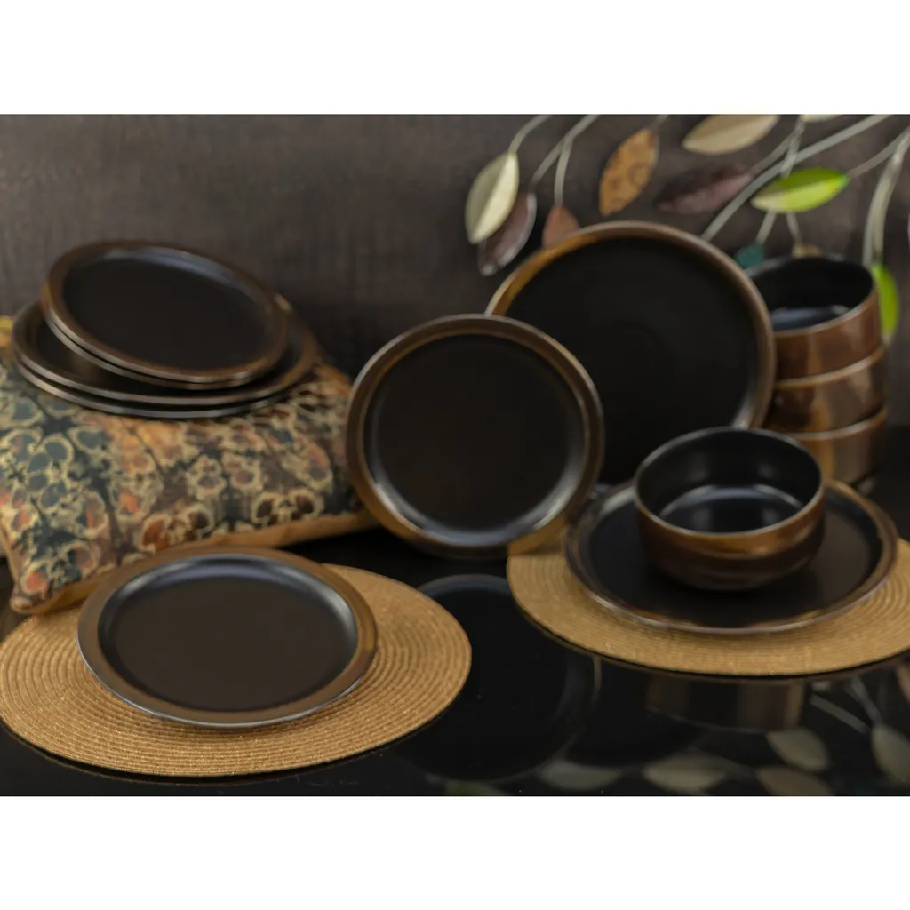 CreaTable 23594 Kombiservice Modern Industrial für 4 Personen, Steinzeug, schwarz/gold (1 Set, 12-teilig) CreaTable 23594 Kombiservice Modern Industrial Für 4 Personen, Steinzeug, Schwarz/gold (1 Set, 12-teilig) -Küchenbedarf Laden 960afec047ec7ee4c6670a7a44451977