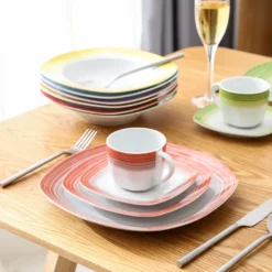 VEWEET Tafelservice 'SPARK' Aus Porzellan, 60-tlg Kombiservice, Kaffeetassen, Untertasse, Dessertteller, Speiseteller Und Suppenteller, Komplettservice Für 12 Personen 5 VEWEET Tafelservice 'SPARK' Aus Porzellan, 60-tlg Kombiservice, Kaffeetassen, Untertasse, Dessertteller, Speiseteller Und Suppenteller, Komplettservice Für 12 Personen -Küchenbedarf Laden 974f34bf3ba1da919b2438fbb3d659bb