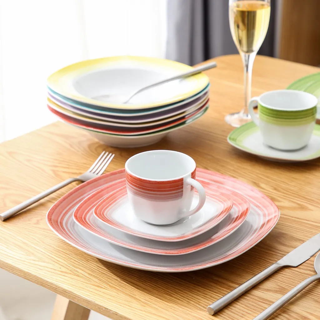 VEWEET Tafelservice 'SPARK' aus Porzellan, 60-tlg Kombiservice, Kaffeetassen, Untertasse, Dessertteller, Speiseteller und Suppenteller, Komplettservice für 12 Personen VEWEET Tafelservice 'SPARK' Aus Porzellan, 60-tlg Kombiservice, Kaffeetassen, Untertasse, Dessertteller, Speiseteller Und Suppenteller, Komplettservice Für 12 Personen -Küchenbedarf Laden 974f34bf3ba1da919b2438fbb3d659bb