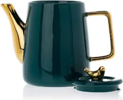 HowHomely Kaffeeservice Keramik 4 Personen - Teeservice 10-tlg. - Grün-Gold -Küchenbedarf Laden 9753c14189b64e28cac2a2a338f9e9f9