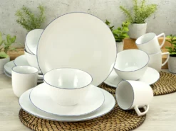 CreaTable 22456 Kombiservice Enjoy Blue Line Für 4 Personen, Porzellan, Weiß (1 Set, 16-teilig) -Küchenbedarf Laden 98a08d4bae9f221e3ee6be0405931294