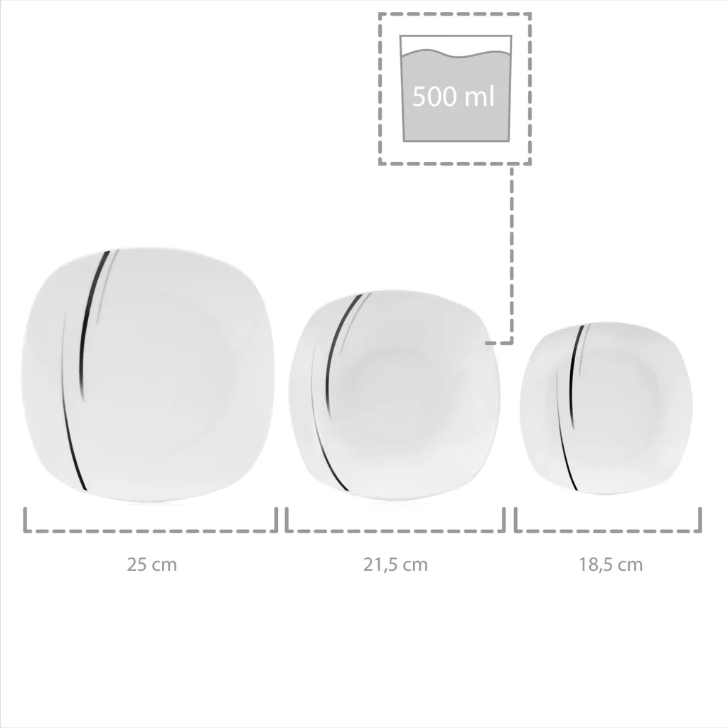 SÄNGER Porzellan Geschirrset Bilgola Black Lines, Tafelservice 18 teilig für 6 Personen Sänger SÄNGER Porzellan Geschirrset Bilgola Black Lines, Tafelservice 18 Teilig Für 6 Personen -Küchenbedarf Laden 98ddd0b6a877d94c989feb6305284aa5