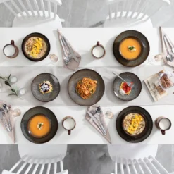 Tafelservice Steinzeug, Vancasso 16-St BUBBLE Kombiservice, Geschirrset Mit Müslischalen, Kaffeetassen, Dessertteller Und Speiseteller Für 4 Personen, Vintage -Küchenbedarf Laden 99d9795293c907a82f730e196189f6a3