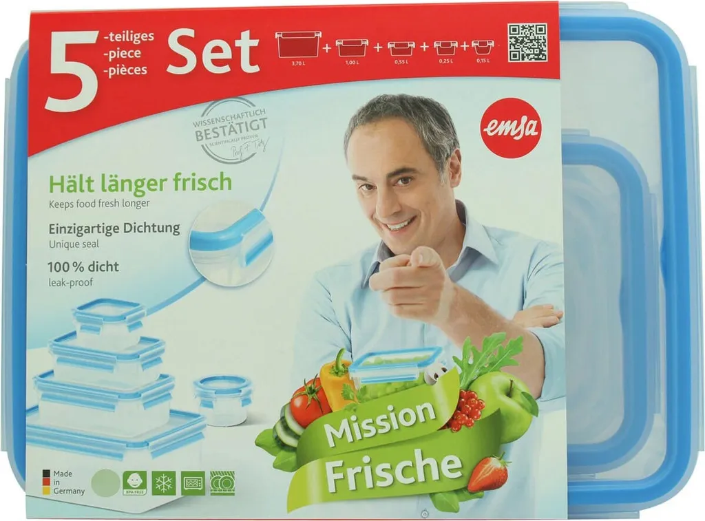 Emsa Clip & Close 5Er Set Frischhaltedosen, 0,15 L - 3,7 L, 508568 Emsa Clip & Close 5Er Set Frischhaltedosen, 0,15 L - 3,7 L, 508568 -Küchenbedarf Laden 9b1301f87217c8c0d3b09c4f1d0a72cf