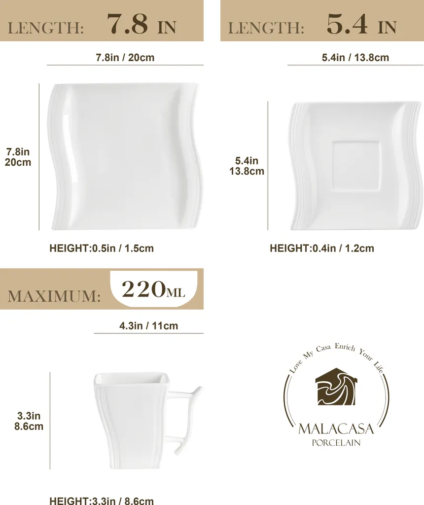 MALACASA, Serie Flora, 18 Tlg . Set Cremeweiß Porzellan Kaffeeservice Geschirrset mit je 6 Kuchenteller, 6 Tasse 220ml, 6 Untertasse für 6 Personen MALACASA, Serie Flora, 18 Tlg . Set Cremeweiß Porzellan Kaffeeservice Geschirrset Mit Je 6 Kuchenteller, 6 Tasse 220ml, 6 Untertasse Für 6 Personen -Küchenbedarf Laden 9b75fe587e8e34ea59494cb94a700d8d