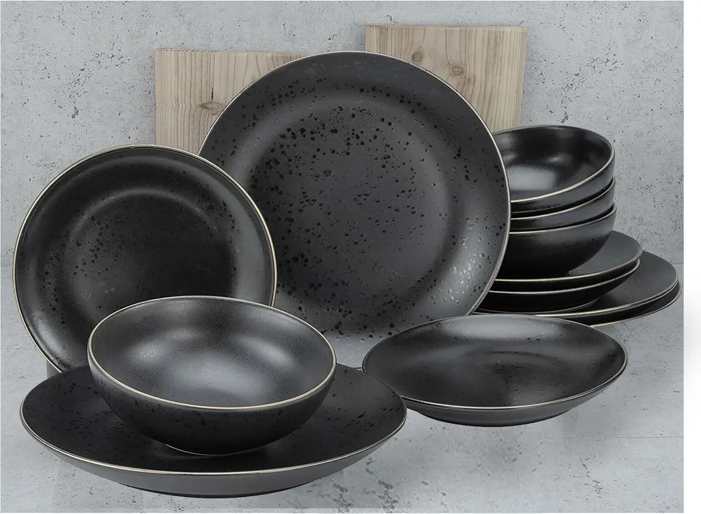 CreaTable 22707 Tafelservice Industrial Gold BLACK für 4 Personen, Steinzeug, schwarz (1 Set, 12-teilig) CreaTable 22707 Tafelservice Industrial Gold BLACK Für 4 Personen, Steinzeug, Schwarz (1 Set, 12-teilig) -Küchenbedarf Laden 9c77e84f6c772a3ac0993ea3be7fa655