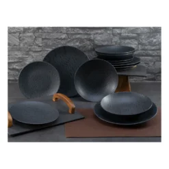 CreaTable, 20540, Serie Schiefer Black , Geschirrset, Teller Set 12 Teilig -Küchenbedarf Laden 9d6ae4f7ec22582b00cefe77bab1f852