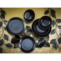 CreaTable 22699 Kombiservice Industrial Gold BLACK Für 4 Personen, Steinzeug, Schwarz (1 Set, 16-teilig) -Küchenbedarf Laden 9ebeeff3b3e82501f721d48e4596b7d9